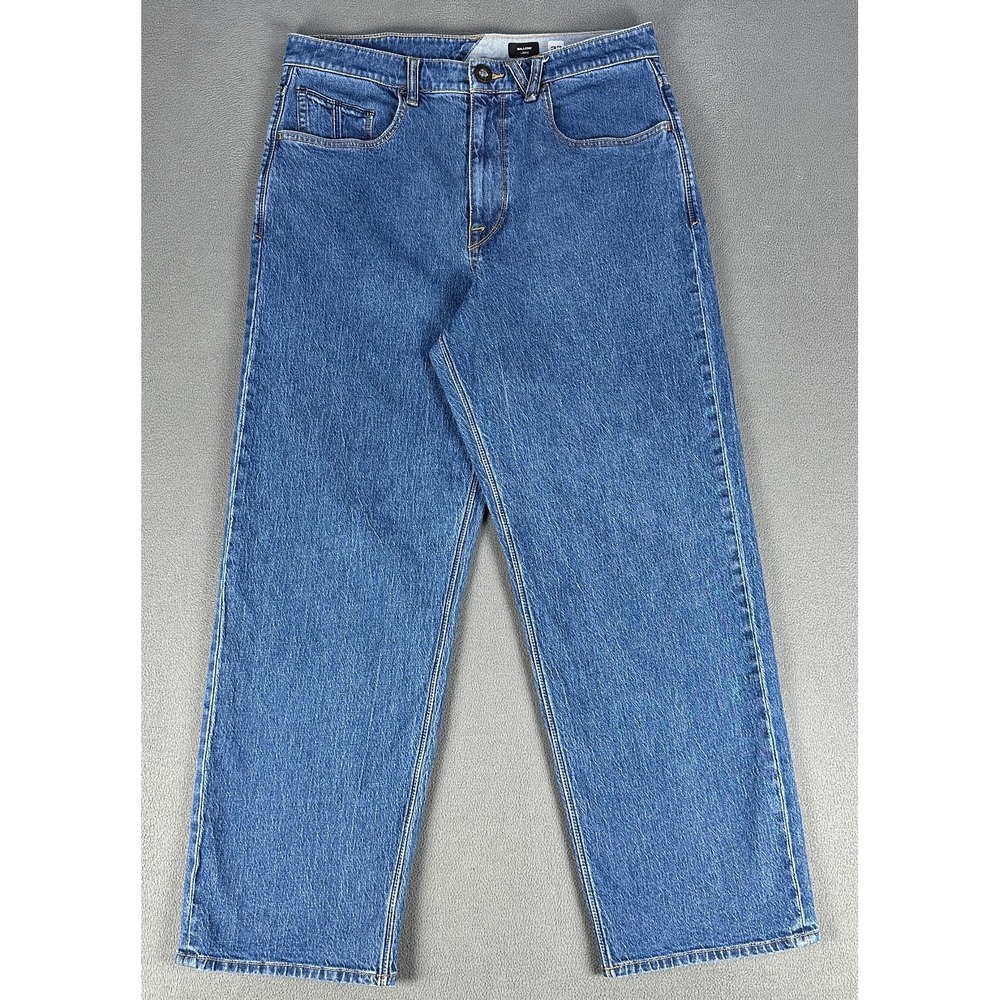 Volcom Jeans Mens 33 Blue Billow Loose Baggy Wide Leg Skater Moto Y2K Denim